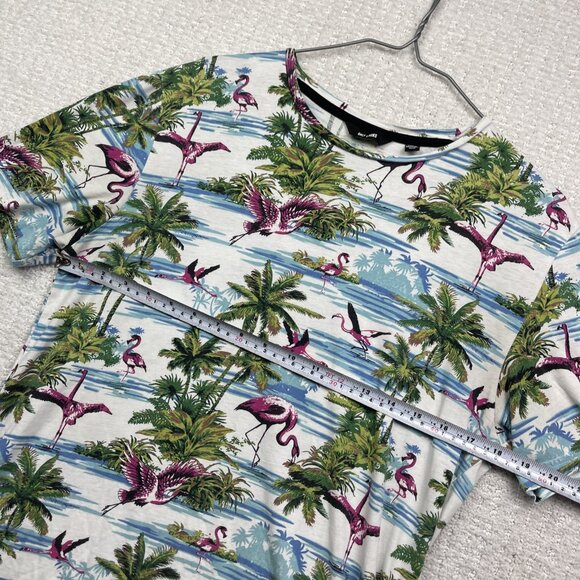 Only & Sons T-Shirt Mens M Tropical Flamingo Palm tree Hippie Summer Festival - Picture 6 of 14
